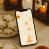20251203_1137_Cozy Holiday Wallpaper_remix_01kbhs2a8tfnyt6cyzrvbr8jzt Golden Stars & Crescent Skies – Boho Christmas Phone Wallpaper