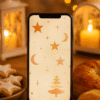 20251203_1137_Cozy Holiday Wallpaper_remix_01kbhs2a8vfnqsj0zwbkn853ze Golden Stars & Crescent Skies – Boho Christmas Phone Wallpaper