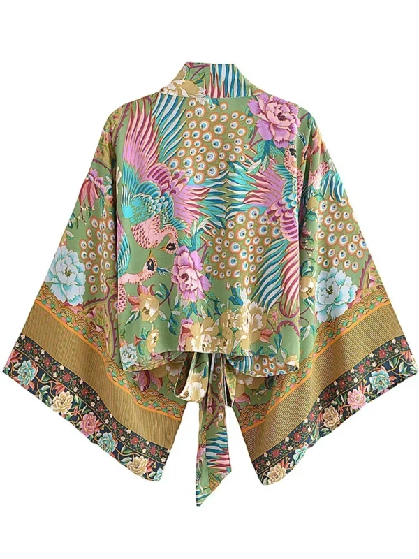 Boho Kimono with Vibrant Floral Print and Tie Detail
