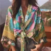 Boho Kimono with Vibrant Floral Print and Tie Detail