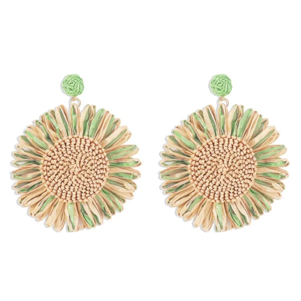 S32dc6d3a21b945828eab261a0832fa2c4-1.webp Sunflower Bloom Boho Floral Earrings Green – Spirit & Rebel
