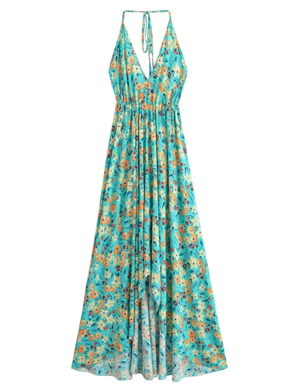 S44dd7dbc751b464fb0a7961ed8f460c0G.webp Floral Maxi Dress with Elegant Deep V-Neck and Ties