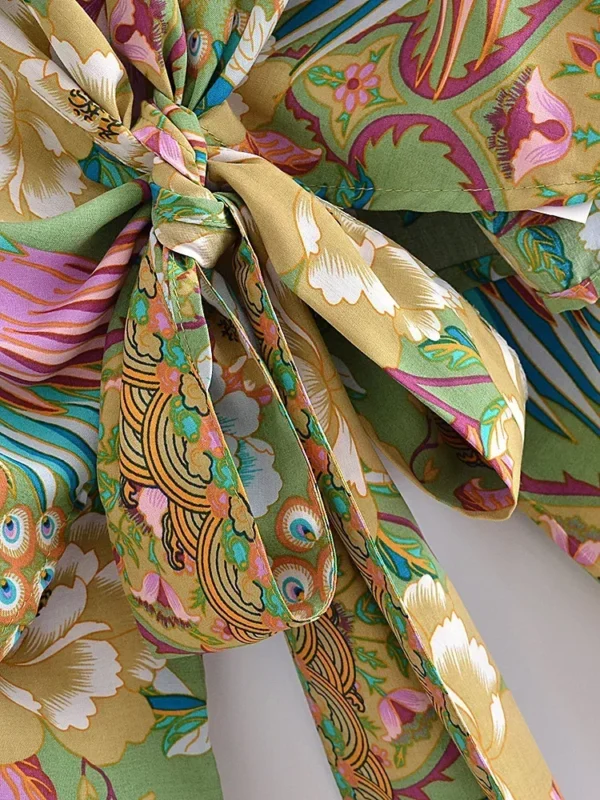 Boho Kimono with Vibrant Floral Print and Tie Detail