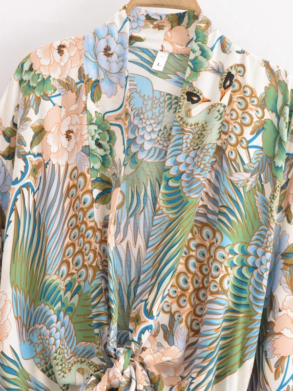 Boho Kimono with Vibrant Floral Print and Tie Detail
