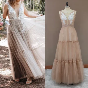 S9732eaa9b10147cb95f6bf84fea1b898l.webp Wildflower Waltz Tulle Boho Wedding Dress