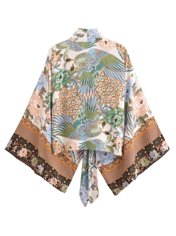 Boho Kimono with Vibrant Floral Print and Tie Detail
