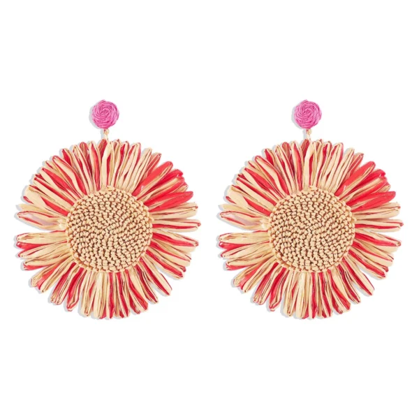 Sunflower Bloom Boho Floral Earrings Beige – Spirit & Rebel