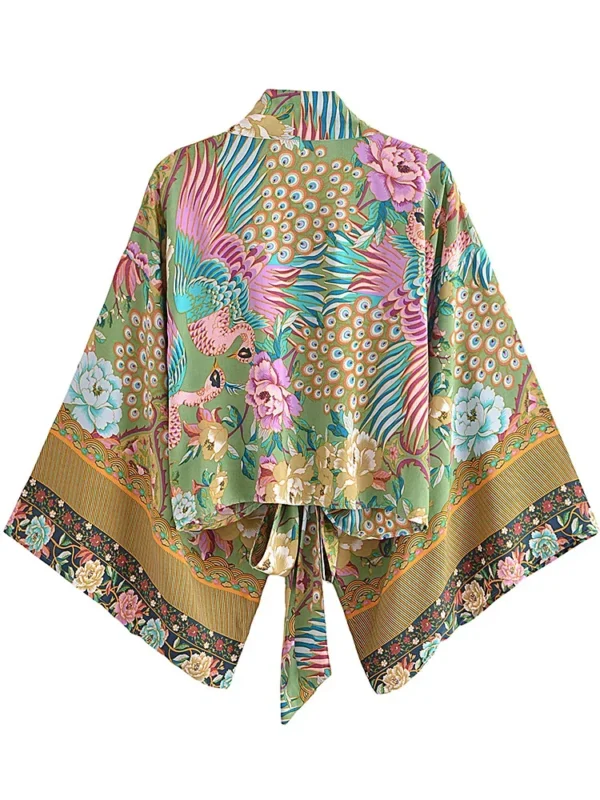 Boho Kimono with Vibrant Floral Print and Tie Detail