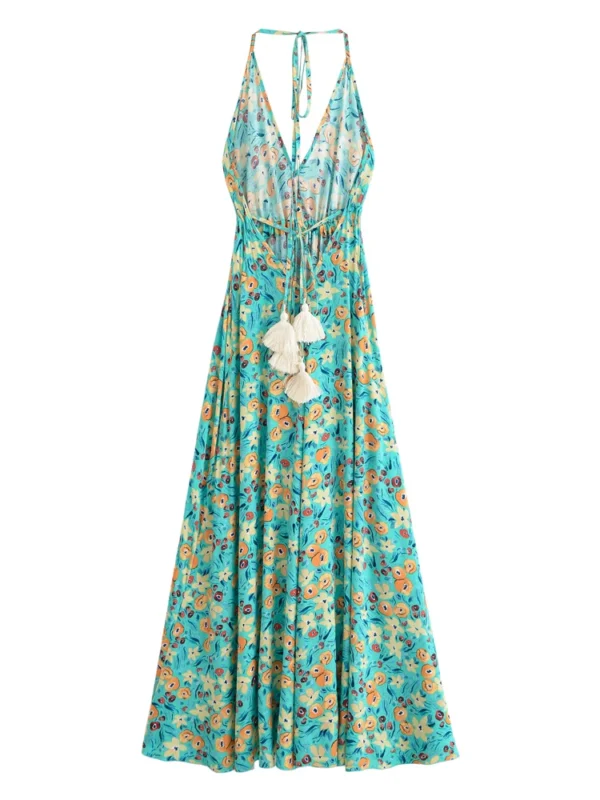 Sdf516e355ce643f7a05dfb806f19226au.webp Floral Maxi Dress with Elegant Deep V-Neck and Ties