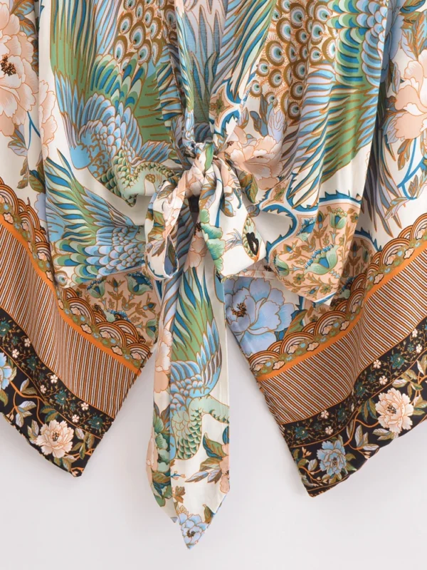 Boho Kimono with Vibrant Floral Print and Tie Detail