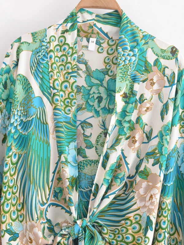 Boho Kimono with Vibrant Floral Print and Tie Detail
