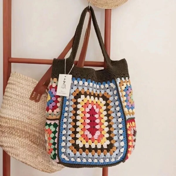 1 Sunlit Nomad Crochet Granny Square Boho Bag