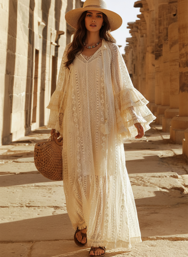13_swapped Desert Muse Whimsical Tiered Ruffle Bell Sleeve Lace Maxi Dress