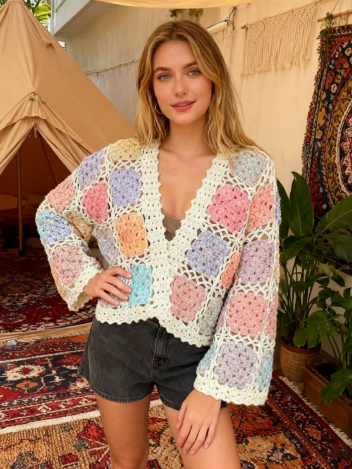 Everyday Nomad Granny Square Crochet Boho Cardigan
