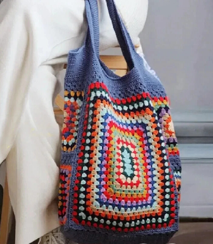 2 Sunlit Nomad Crochet Granny Square Boho Bag