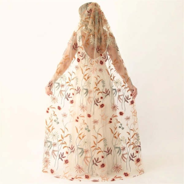 Autumn Embrace Floral Embroidered Veil 4 Autumn Embrace Floral Embroidered Veil