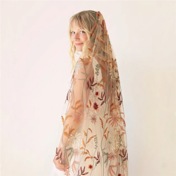 Autumn Embrace Floral Embroidered Veil 6 Autumn Embrace Floral Embroidered Veil