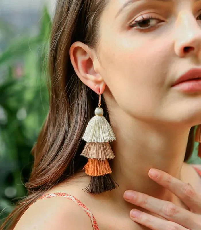 Boho Tiered Tassel Statement Earrings