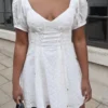 H5ce388bf122d4b0cbc134d148796dcb9P.webp Sunkissed Embroidered White Dress with Corset Lacing