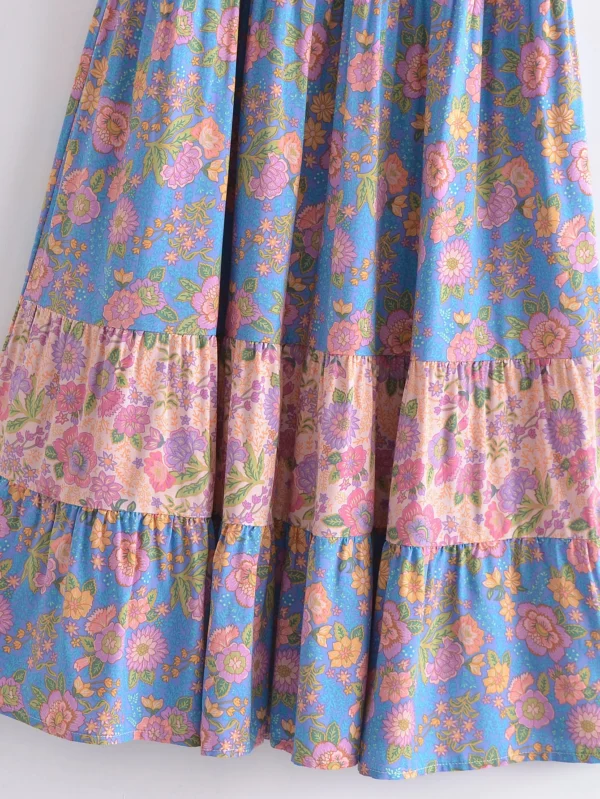 H8463fcd2480b49f891dc92e29a7e18b2V.webp Wanderlust Tie-Neck Floral Peasant Maxi Dress