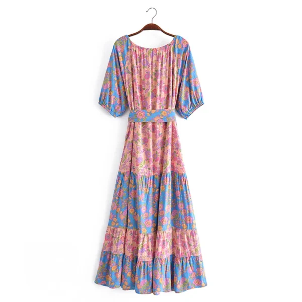 H8c32a1306072442887250ac1e47e662eg.webp Wanderlust Tie-Neck Floral Peasant Maxi Dress