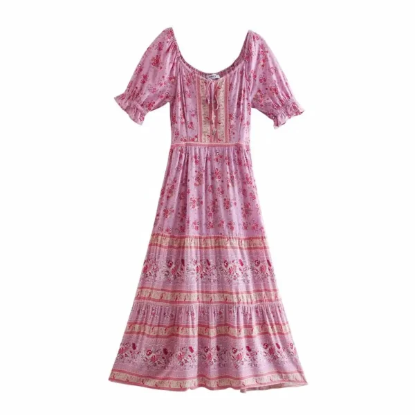 H934259f76a084ecb9328b28a3d981541c.webp Boho-Chic Ditsy Floral Tiered Maxi Dress with Ruffle Puff Sleeves