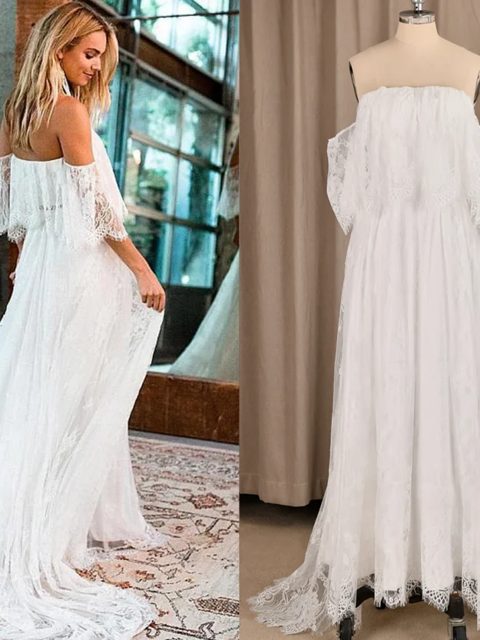 Isla Lace Off Shoulder Two Pieces Wedding Dress