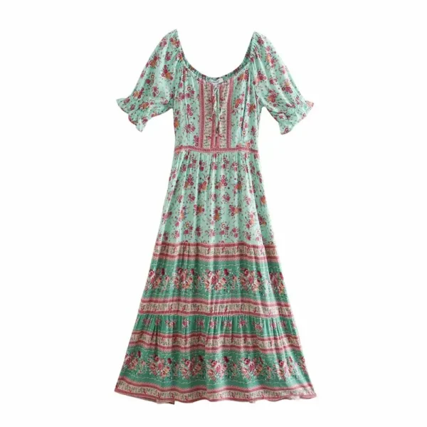 Had9d3fe2a1d747e9969534b752935a24P.webp Boho-Chic Ditsy Floral Tiered Maxi Dress with Ruffle Puff Sleeves