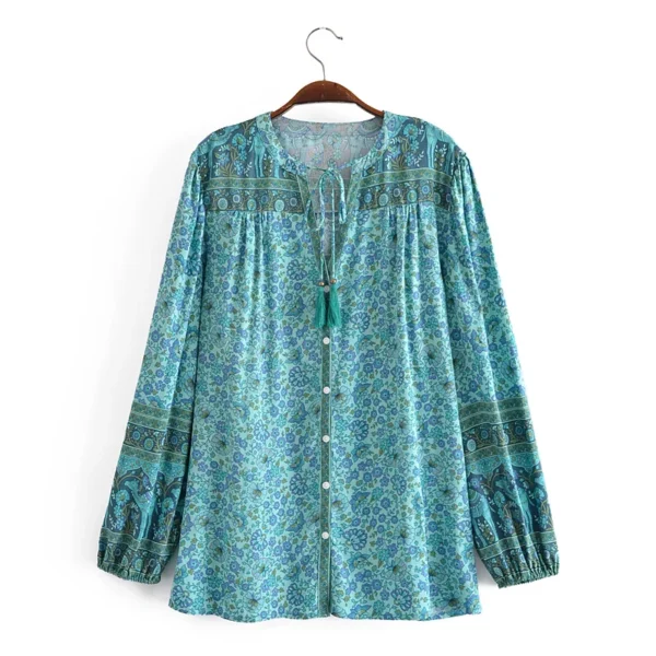Hbacc23d06728432986847a14d0f9bf30q.webp Rhapsody Button-Down Boho Floral Blouse with Tassel Ties