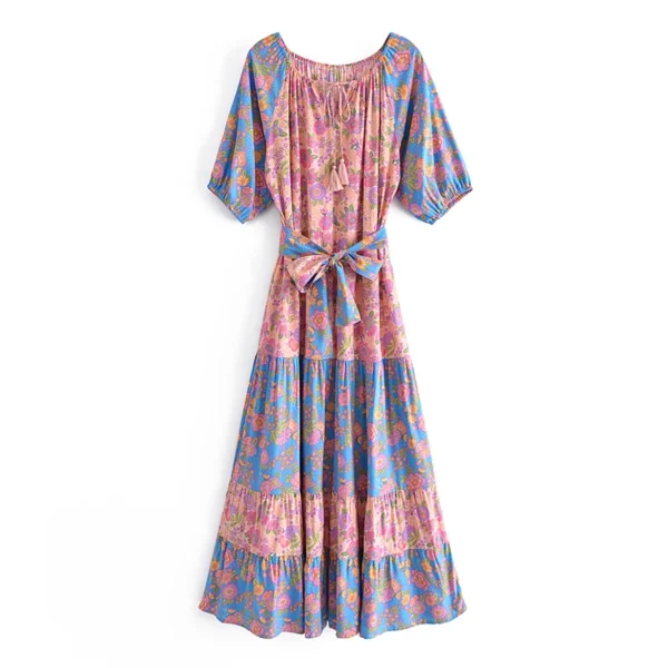 Hd8f4e2cf655d4391acf020f7501bcae9C.webp Wanderlust Tie-Neck Floral Peasant Maxi Dress