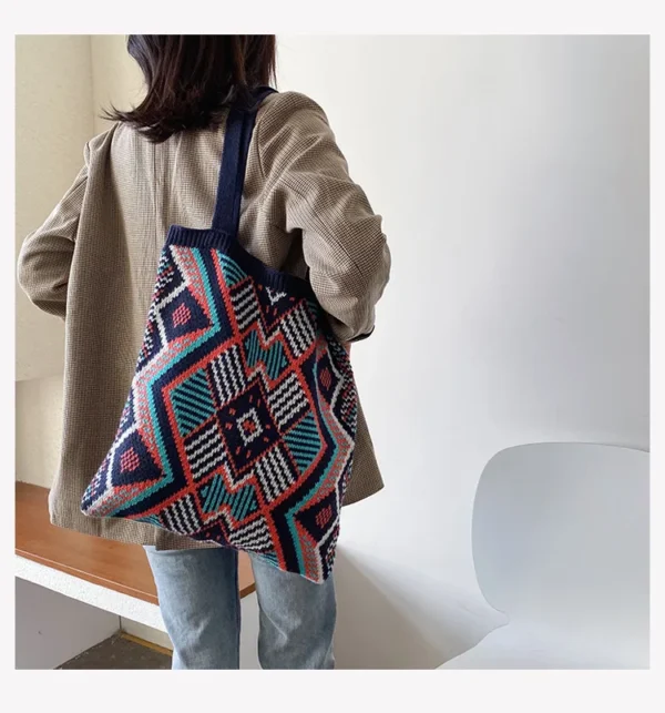 He82393ab78a7438892e2a79c59474fb89.webp Geometric Woven Boho Tote Bag