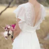 Hea970fdac2a74a42874d54fdb8527b6c6.webp The Olivette Gown — Beaded Chiffon Boho Wedding Dress with Flutter Sleeves Cream White – Spirit & Rebel