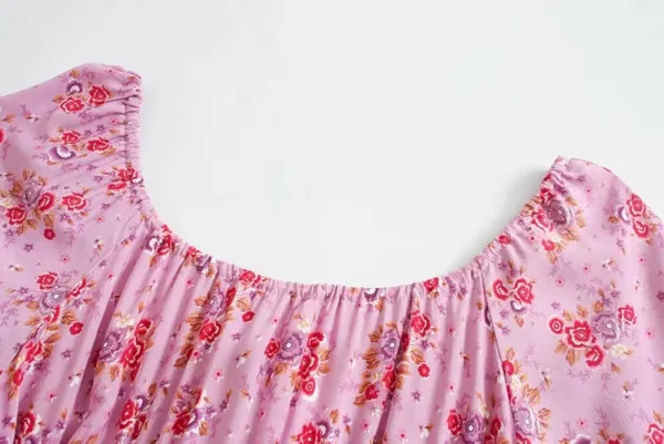 Hed3d9b569a8c4a51a884887581964717q.webp Boho-Chic Ditsy Floral Tiered Maxi Dress with Ruffle Puff Sleeves