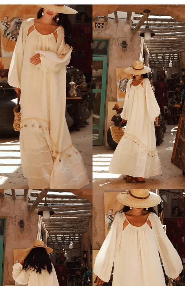 O1CN01Dd63Bc2D9k2e8lR0k_78728567.webp Golden Dune Seashell Tassel Boho Maxi Dress