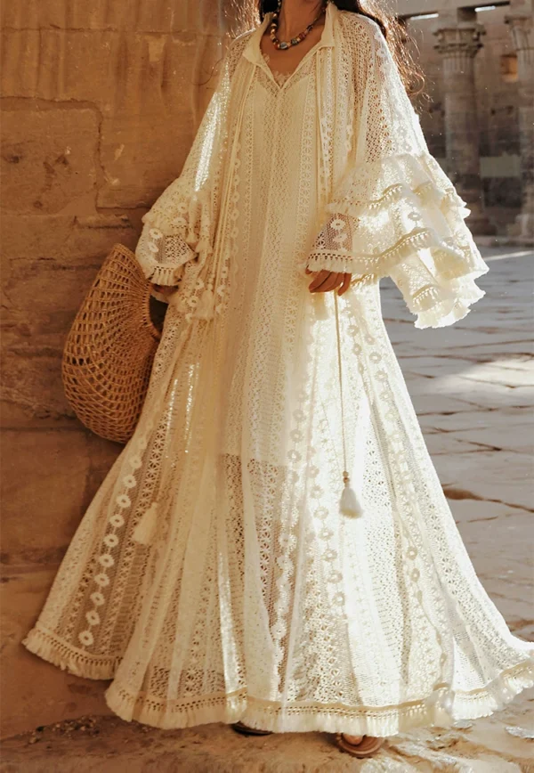 O1CN01LUkE8D2D9k8XWVlEZ_78728567.webp Desert Muse Whimsical Tiered Ruffle Bell Sleeve Lace Maxi Dress