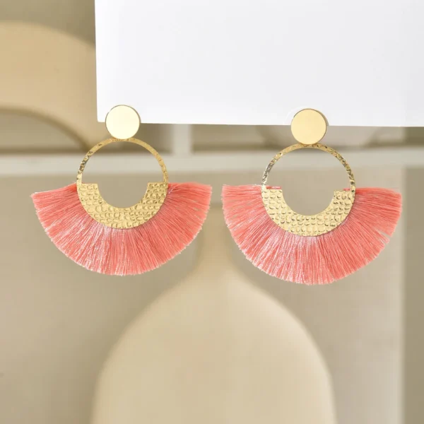 S02db42992a394b8a89be7ff396a5ec04m.webp Festival Spirit Fringe Hoop Earrings with Gold Accents