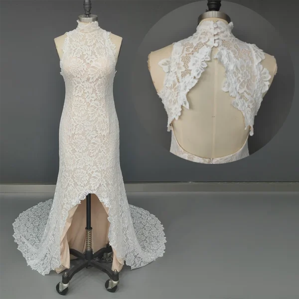 S0304b0e060404ad493b34de528d3ef73z.webp Halter Neck Wedding Dress, Floral Lace Bridal Gown, Open Back Fishtail Dress