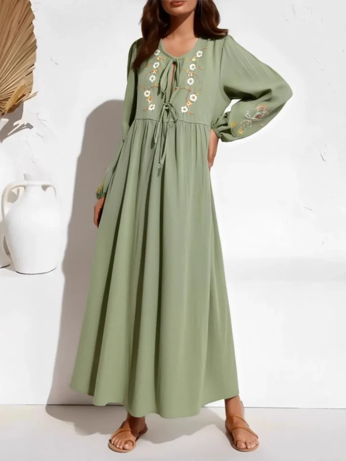 Willow Embroidered Boho Maxi Dress
