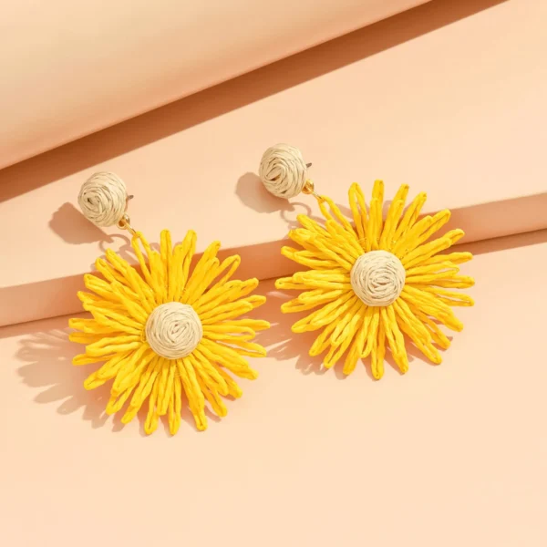 S050e29520965455882896ae5fef2dca98.webp Handmade Woven Rattan Daisy Drop Earrings