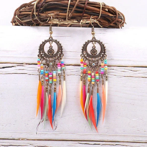 S0912087deab542e5b59736308be256959.webp Dreamcatcher-Inspired Boho Earrings with Colorful Bead Accents