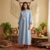 S0a1aad80c95f40278013f4dc4d4be8c5O.webp Folk-Inspired Embroidered Boho Maxi Dress | Tassel Tie & Puff Sleeves