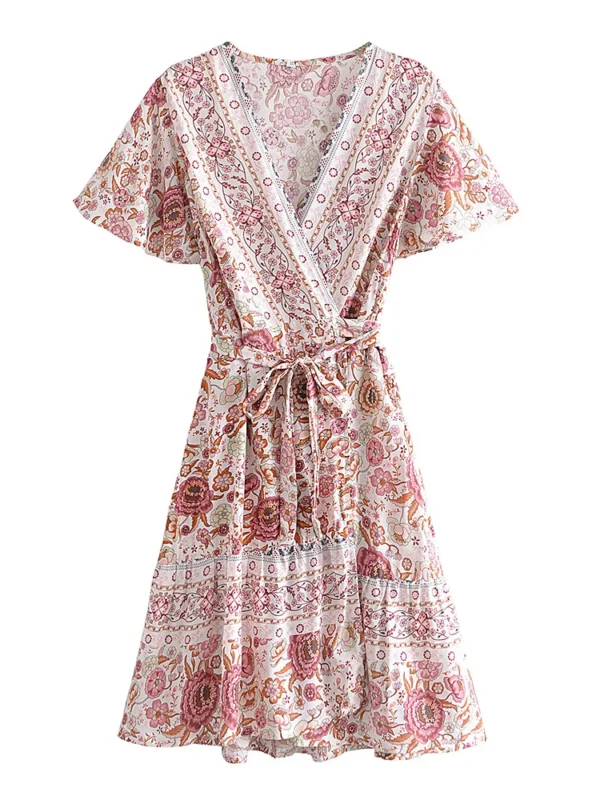 Summertime Flirt Floral Wrap Dress with Tie Waist