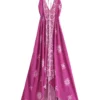 S0e6a43758e7245d3a2c323859e3f60feO.webp Desert Bloom: Floral Print Backless Halter Maxi with Tassel Hem