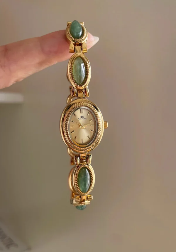 S0f79c776f0d445ac85e81afd89c4a0e6a.webp Elysian Gemstone Embellished Wristwatch with Bracelet Strap