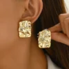 S0ff484486c7143e78bf4b227537225bei.webp Irregular Crinkle Studs - Hammered Silver and Gold Earrings