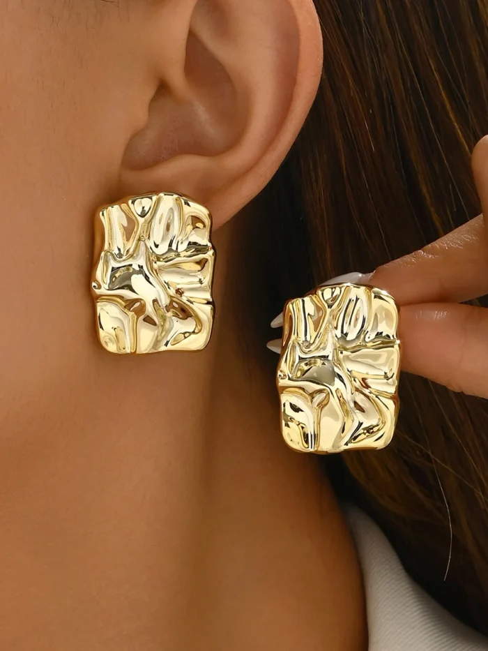 Irregular Crinkle Studs - Hammered Silver and Gold Earrings