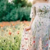 Meadow at Golden Hour: Floral Embroidered Off-Shoulder Wedding Dress