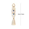 Boho Evil Eye Crochet Keychain Bag Charm with Tassel Detail