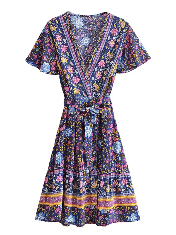 Summertime Flirt Floral Wrap Dress with Tie Waist