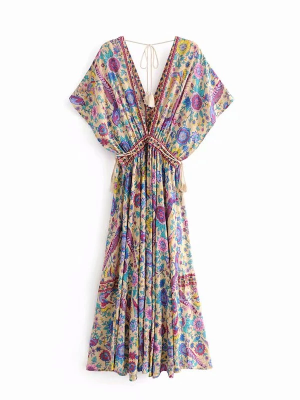 S15585c70818d4685af0e65235f794b3dX.webp Sundara Bloom Boho Kaftan Maxi Dress